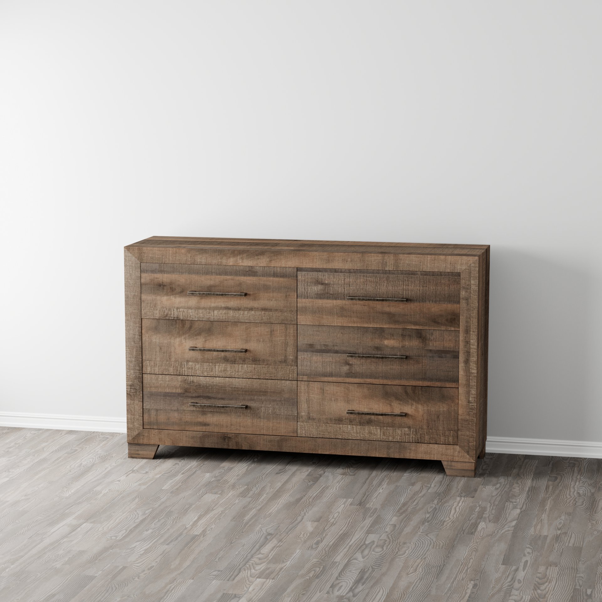 6 Drawer Wooden Dresser - Brown - Image 2