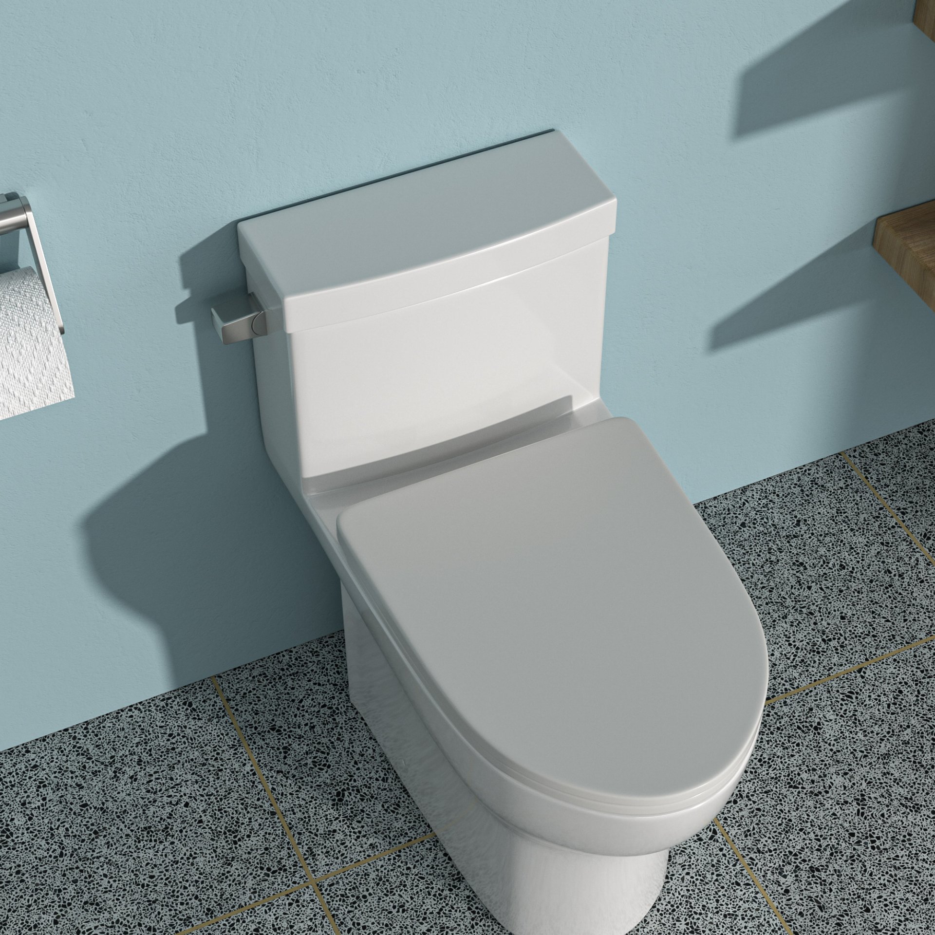 1 Piece Toilet, Soft Closing Seat - White - Image 2