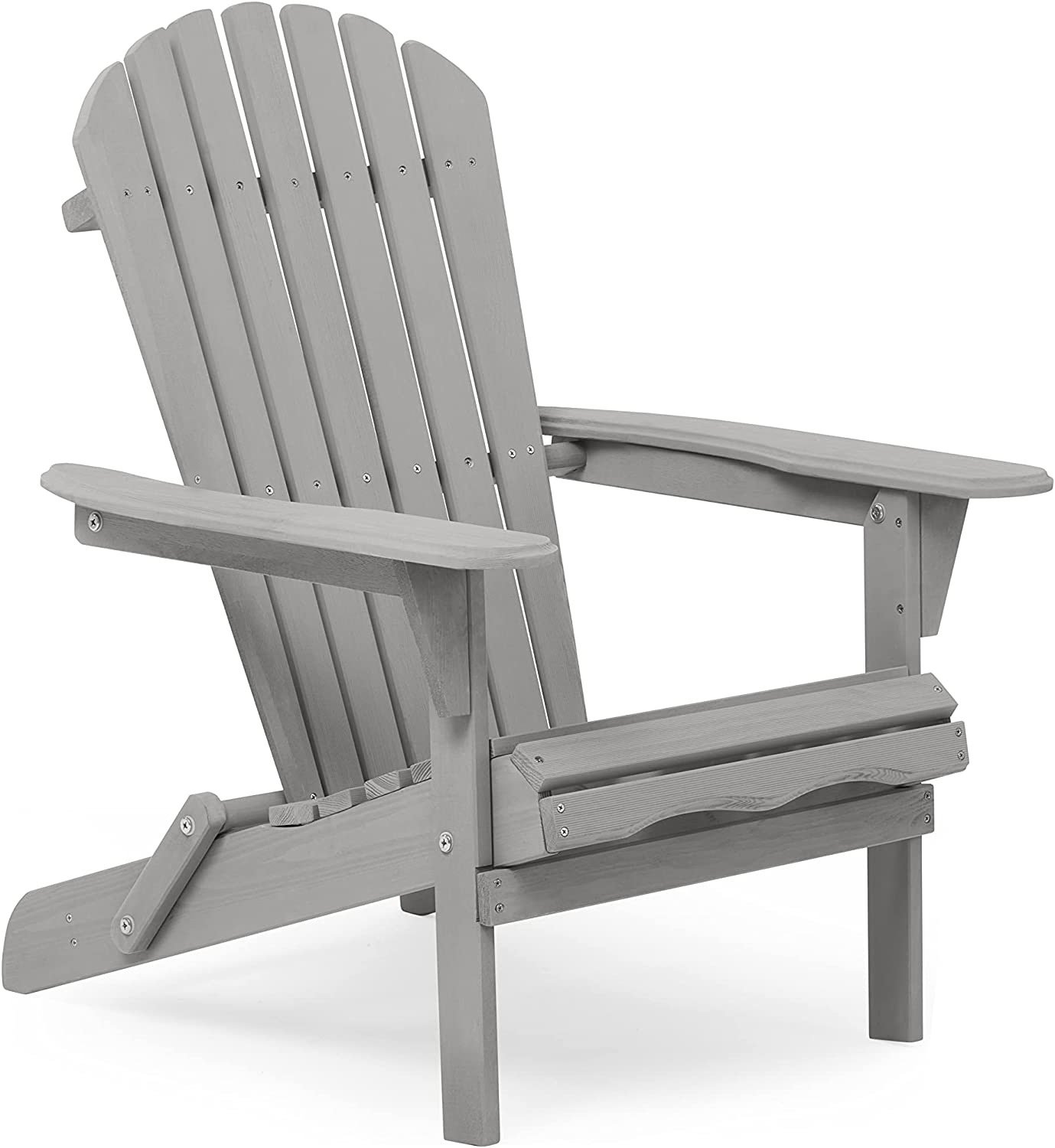 Wood Lounge Patio Chair For Garden Outdoor Wooden Folding Adirondack Chair (Set of 2) Solid Cedar Wood Lounge Patio Chair For Garden, Lawn, Backyard, - Gray - Image 11