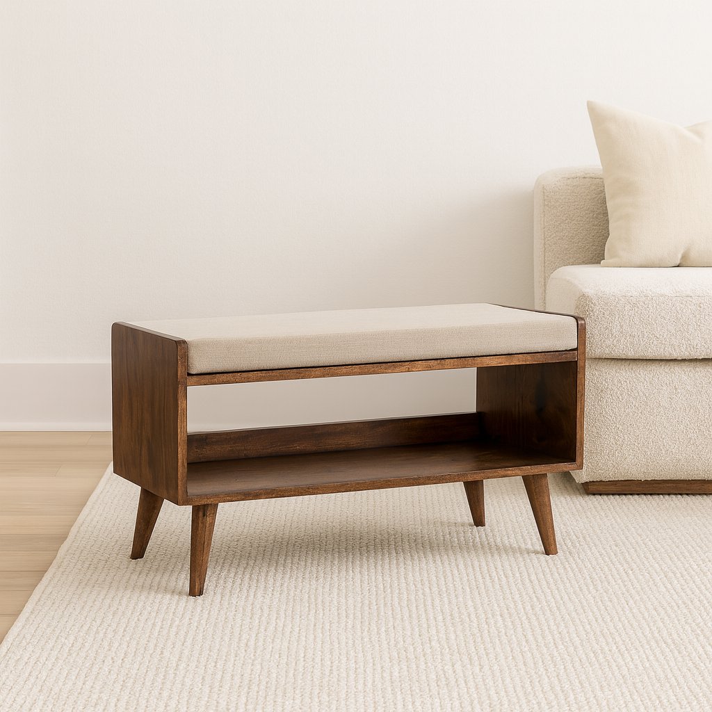 Boucle Nordic Storage Bench - Chestnut - Image 12