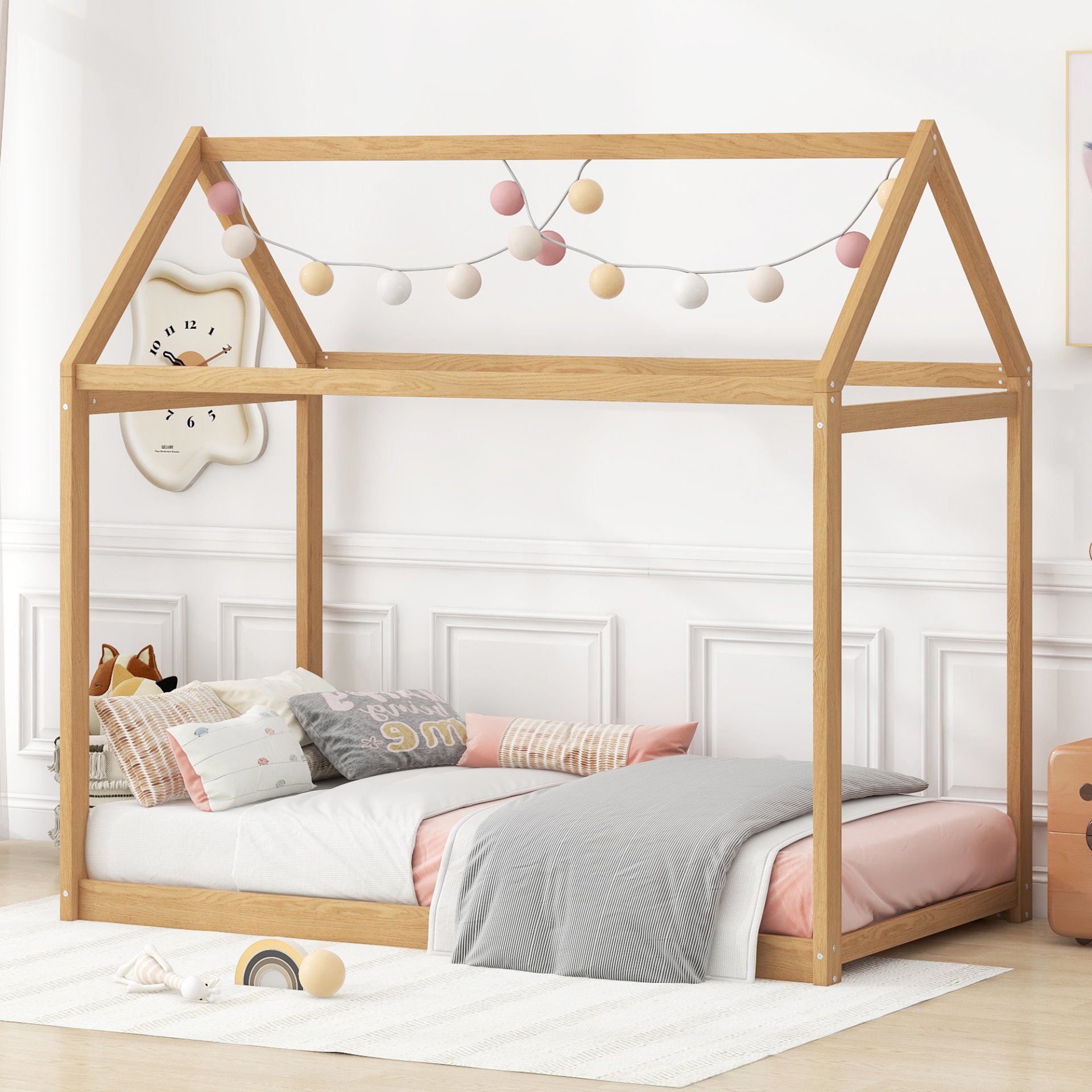 Twin Size House Bed - Wood - Image 2