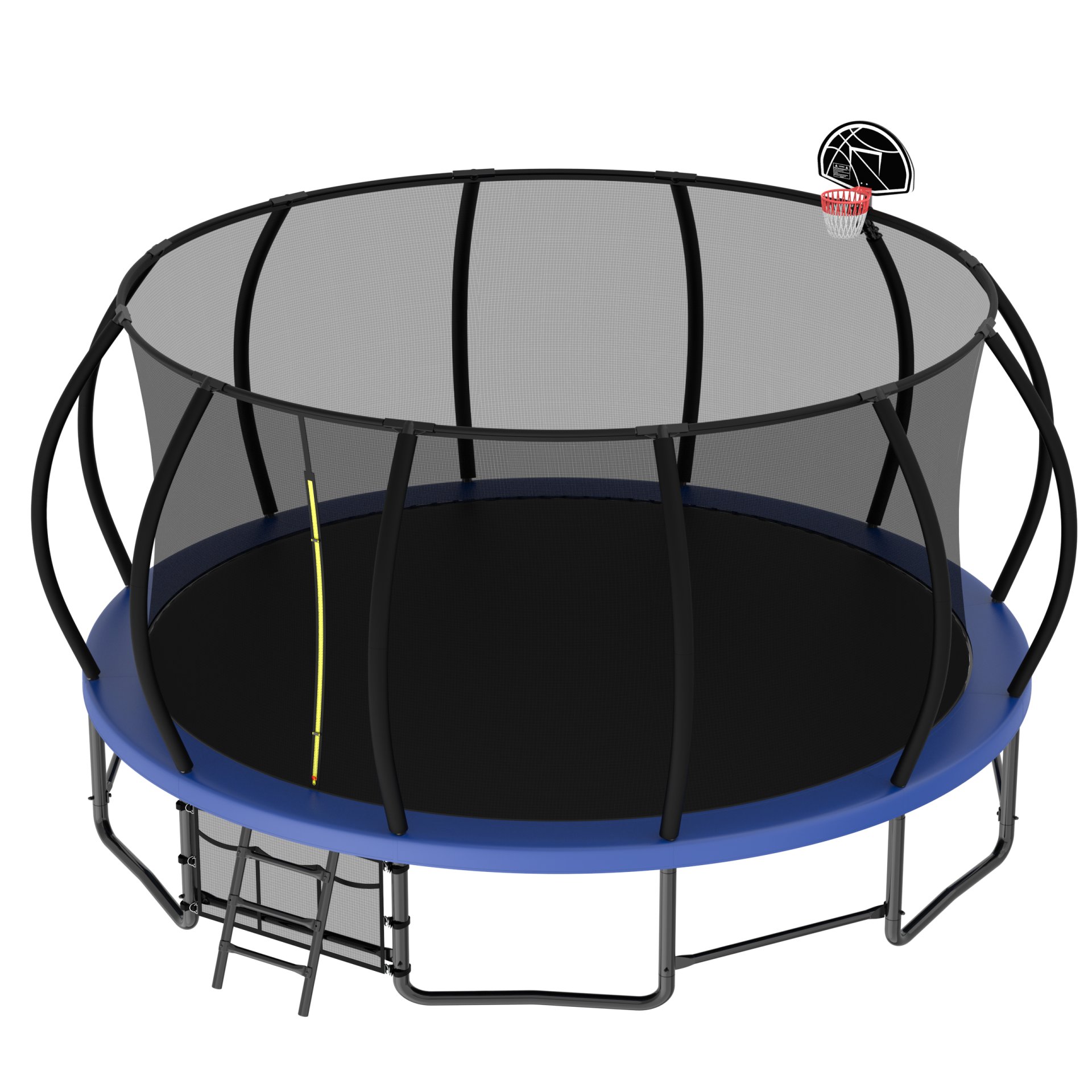 Outdoor Trampoline For Kids And Adults, Pumpkin Trampolines With Curved Poles, Heavy Duty Trampoline Anti-Rust Coating Astm Approval - Blue - Image 4