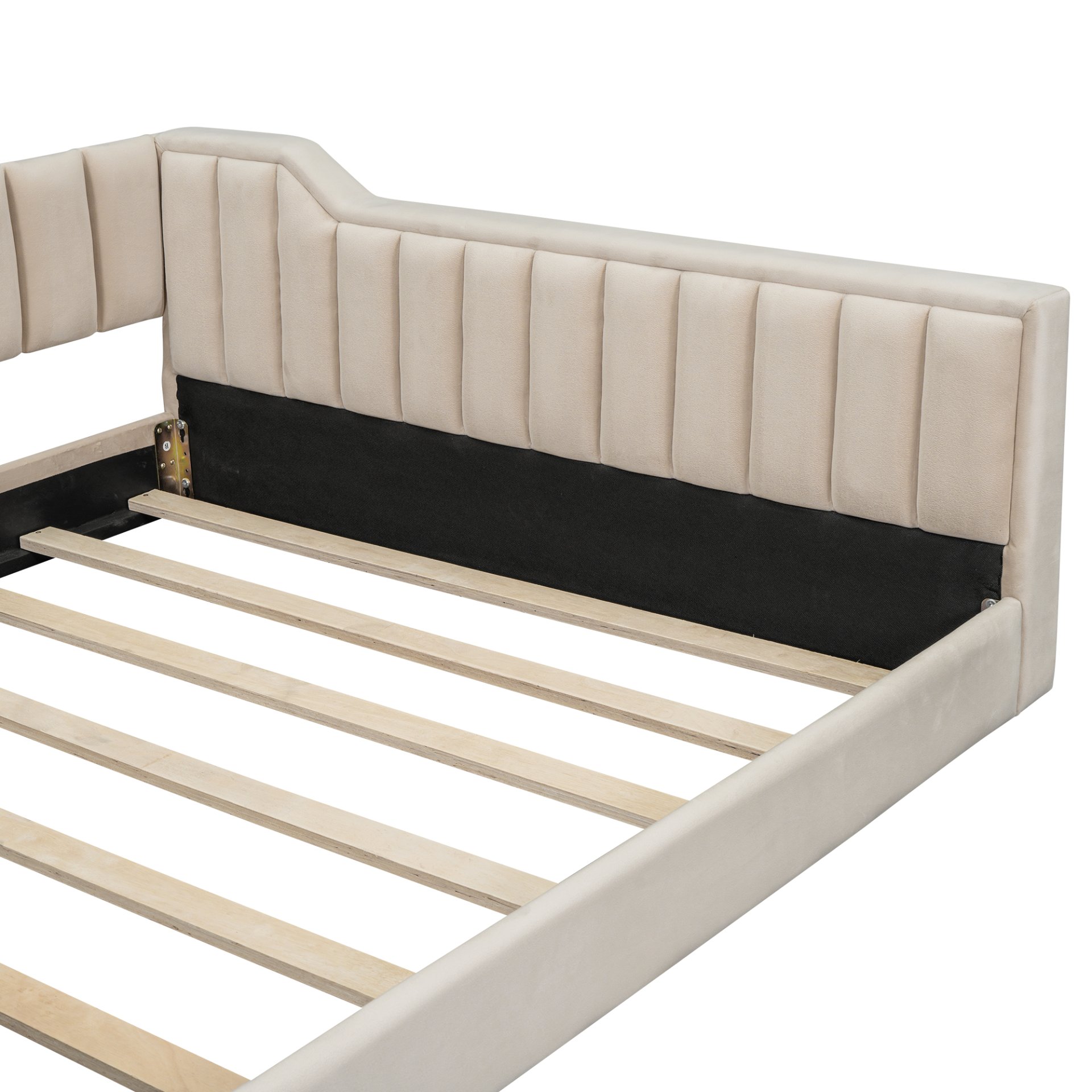 Full Long Upholstered Daybed With Side Storage And Tapered Legs - Beige - Image 7