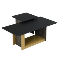 Small Square Coffee Table, End Table For Living Room (Set of 2) - Black