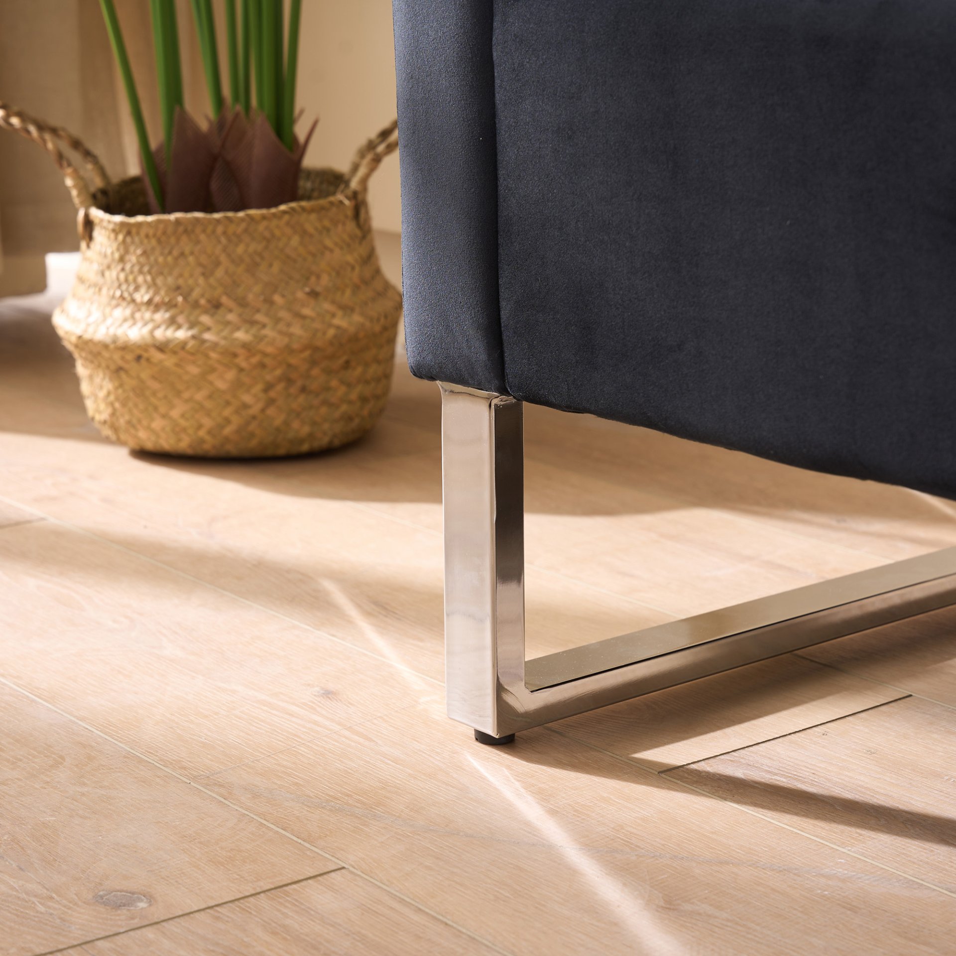 Wide Storage Soft Ottoman Bench With Armrests, Footrest Bed End Stool For Living Room, Dorm, Entryway And Bedroom - Black - Image 7