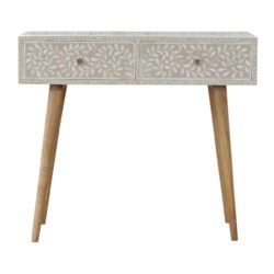 Floral Bone Console - Beige / White