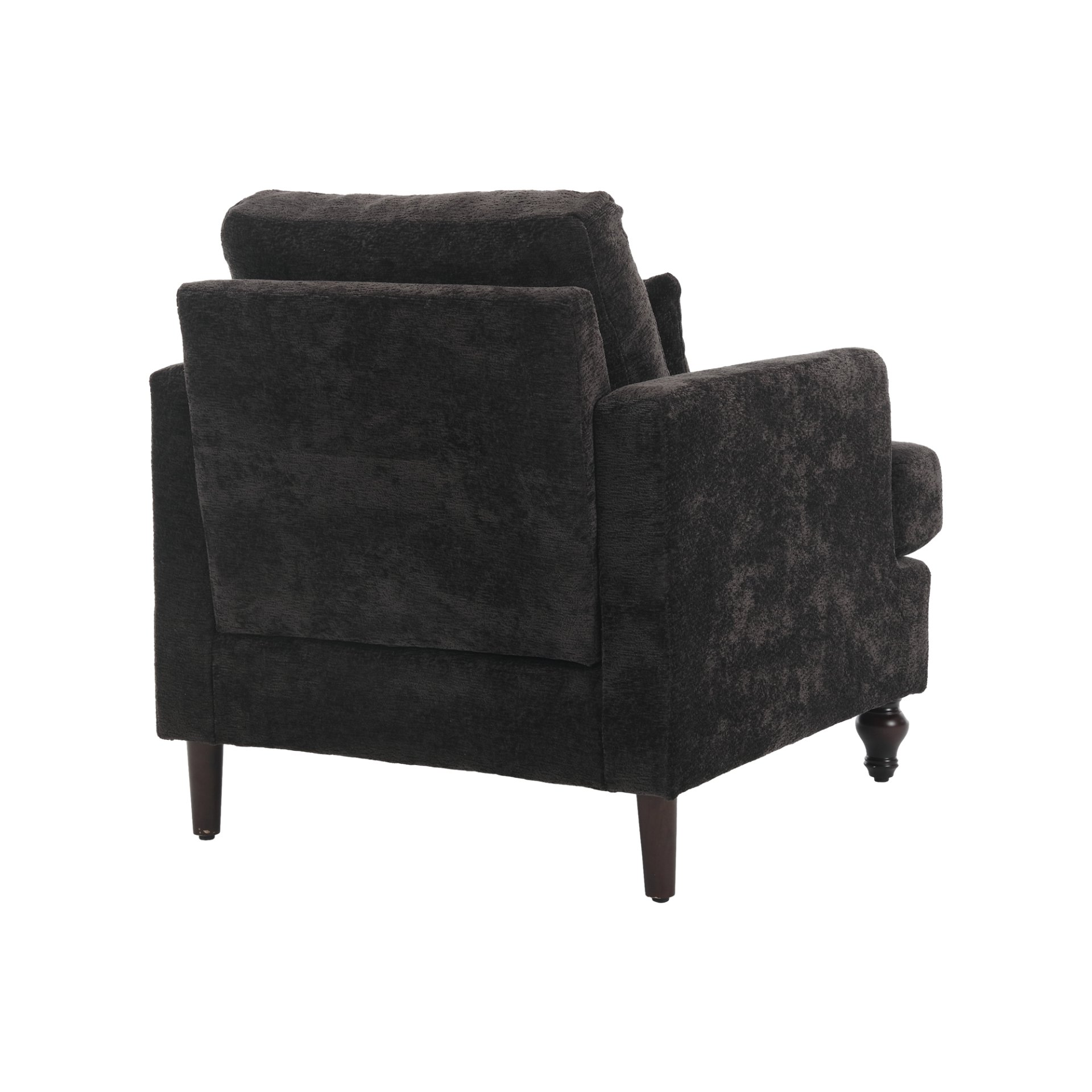 Modern Accent Chair Lounge Chair Chenille Tufted Club Chair Mid Century Arm Chair With Solid Wood Frame - Black - Image 10