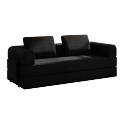 Convertible Sleeper Sofa Bed With Cylindrical Pillow Folding Mattress Couch With Fixed Shape Frame For Living Room - Black