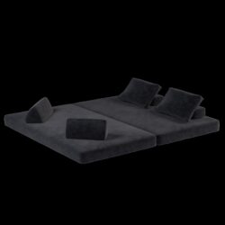 Multifunctional Convertible Sofa Bed With 2 Tumbler Backrests And 2 Pillows, Diy Modern Upholstered Couch - Dark Gray