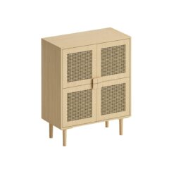 4 Door Storage Cabinet With 8 Shelves - Natural