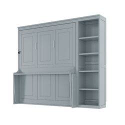 Full Size Murphy Bed With Desk And Bookshelf - Gray