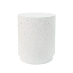 Outdoor Terrazzo Concrete Drum End Table, Living Room Accent Table - White Terrazzo