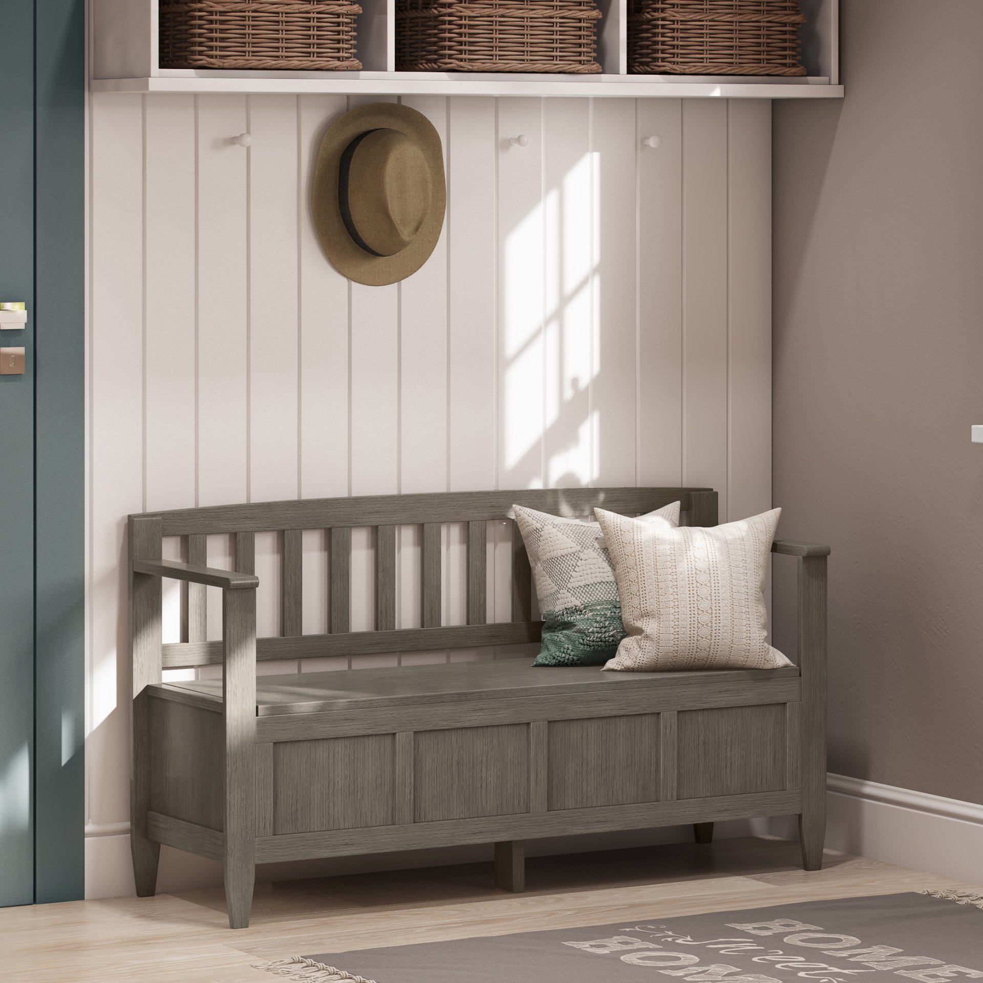 Brooklyn - Entryway Storage Bench - Farmhouse Gray - Image 8