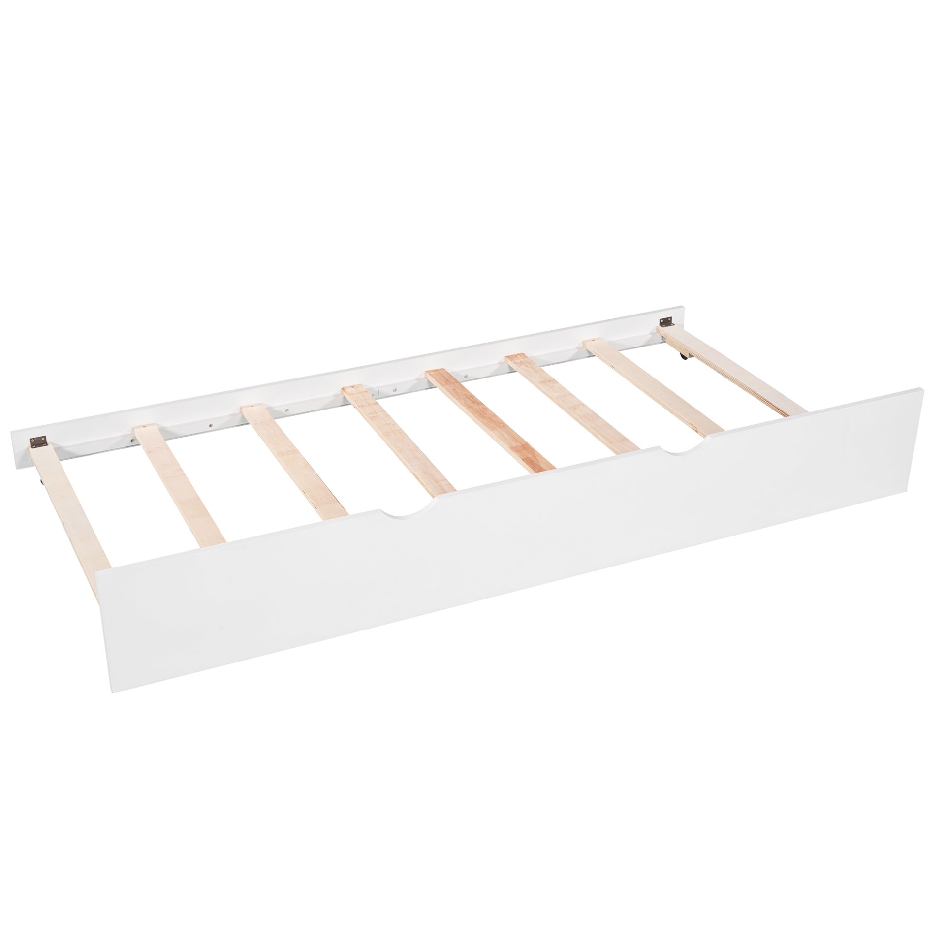 L-Shaped Platform Bed With Trundle And Drawers Linked With Built In Desk, Twin - White - Image 15