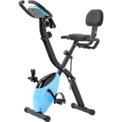 Workout Bikes, Folding Stationary For Home With 16 Level Magnetic Resistance, Indoor Exercise Equipment With Heart Rate Sensor & LCD Monitor - Light Blue
