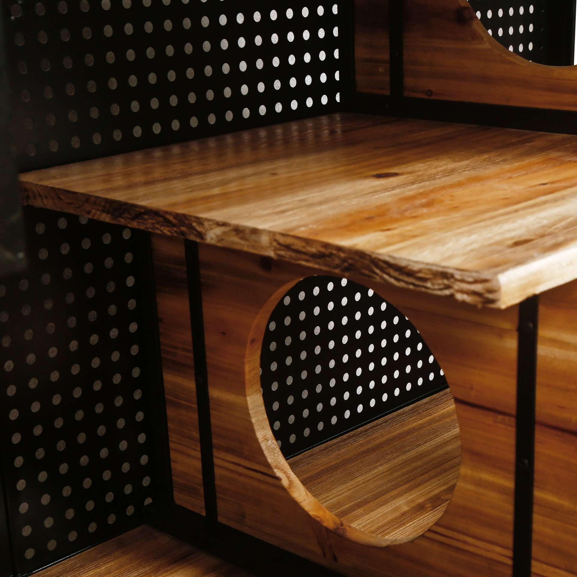 Modern Spacious Cat House With Tempered Glass And Iron Frame For Living Room - Black / Brown - Image 11