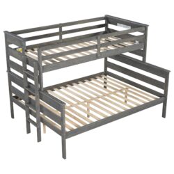 Twin Long Over Queen Bunk Bed With Ladder - Gray