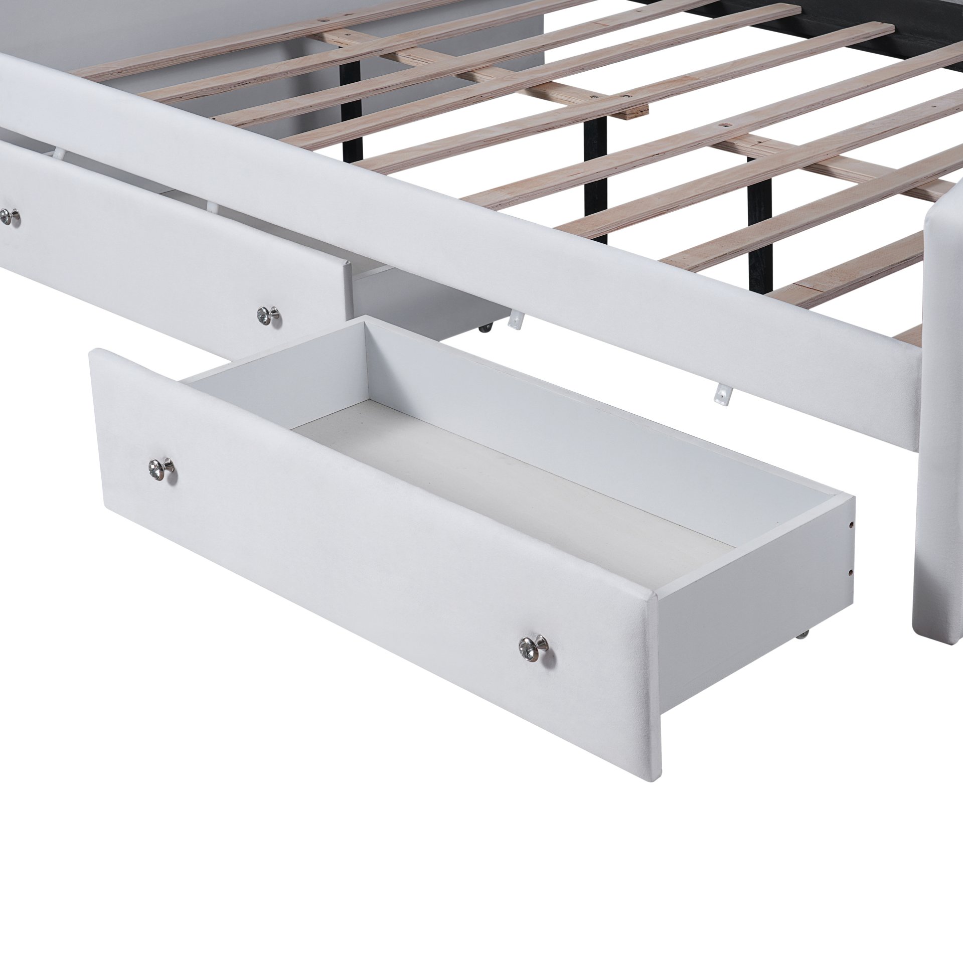 Full Size Upholstered Daybed With LED Lights And 2 Drawers - Beige - Image 8