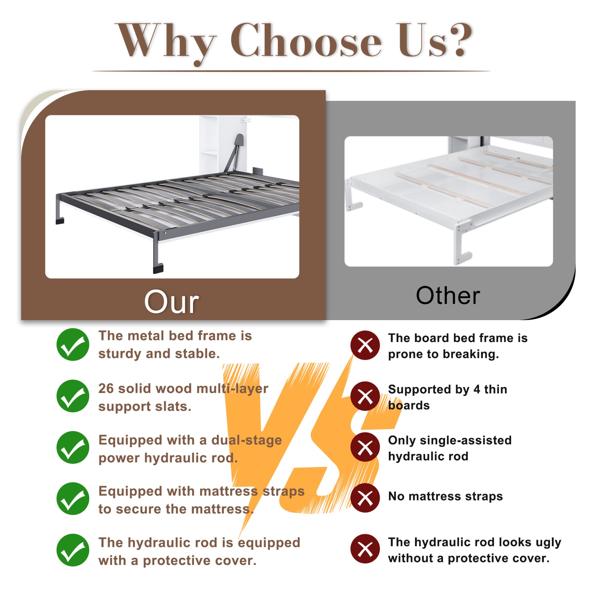 Queen Murphy Bed, Space Saving Design - White - Image 9