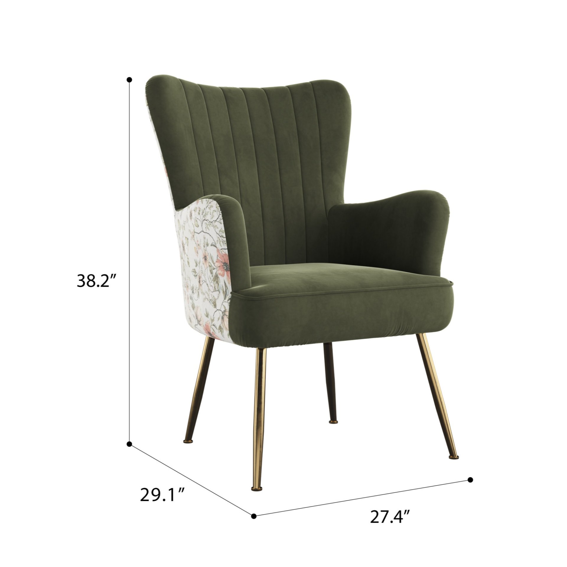 Accent Chair With Unique Print Fabric - Green - Image 3