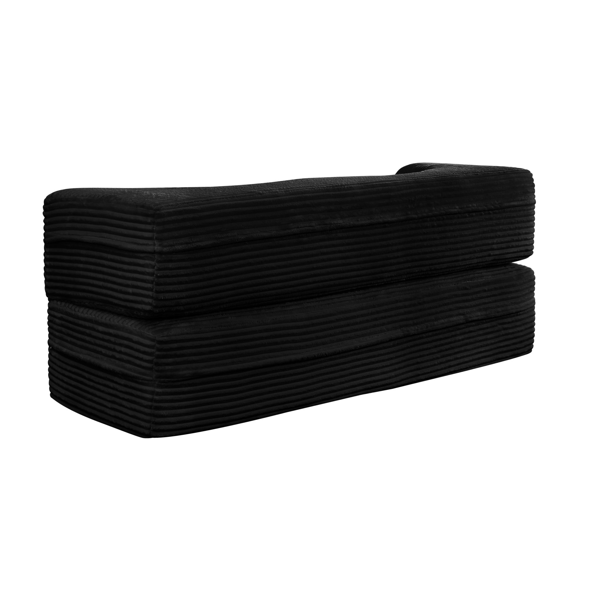 Floor Sofa With 2 Pillows, Convertible Plush Corduroy Foam Filled Sleeper Sofa Bed - Black - Image 16