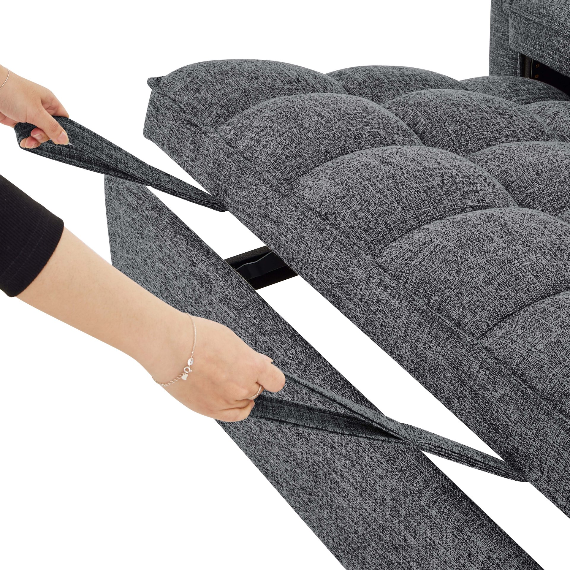 Sienna - Tufted Convertible Sleeper Sofa With Chaise - Gray - Image 9