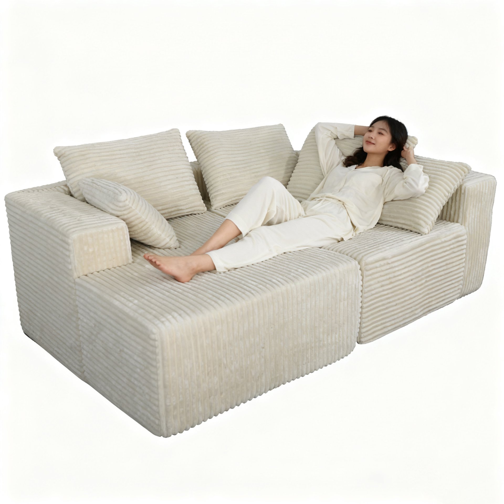 Corner Combination Sofa Sectional Couch, Modular Design For Flexible Living Spaces - Beige - Image 8