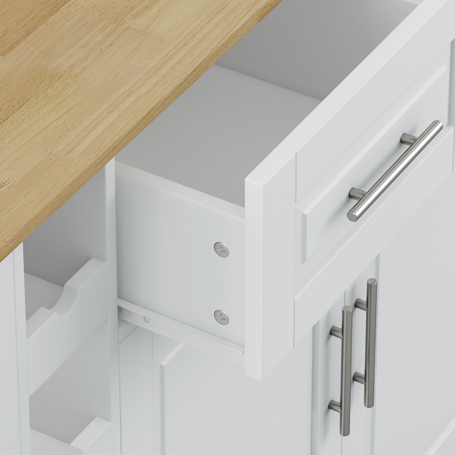 Kitchen Island Cart With 2 Door Cabinet, 2 Drawers, Spice Rack, Towel Holder, Wine Rack, And Foldable Top - White - Image 8