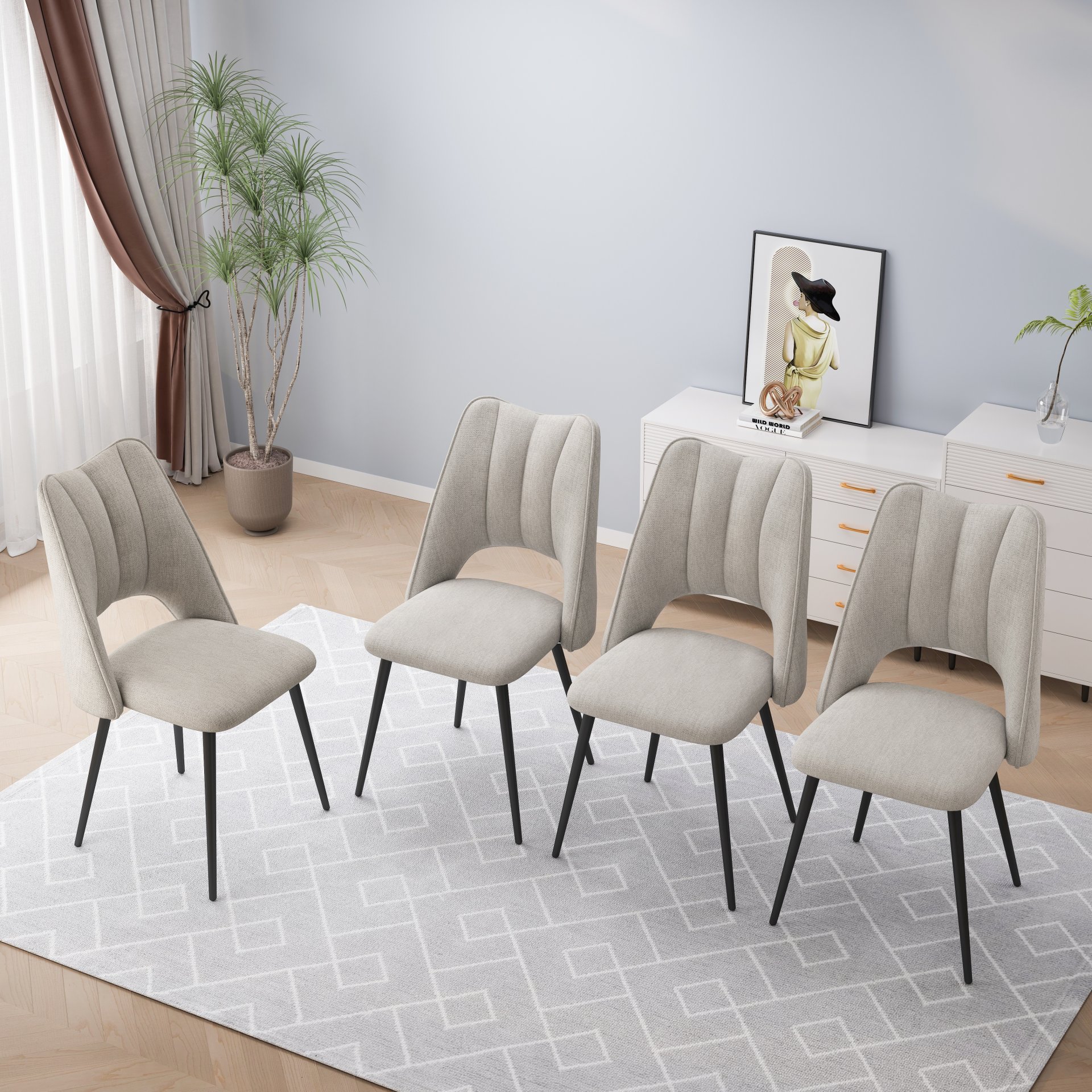Chair With High Resilience Filling, Adjustable Feet For Kitchens (Set of 4) - Beige - Image 2