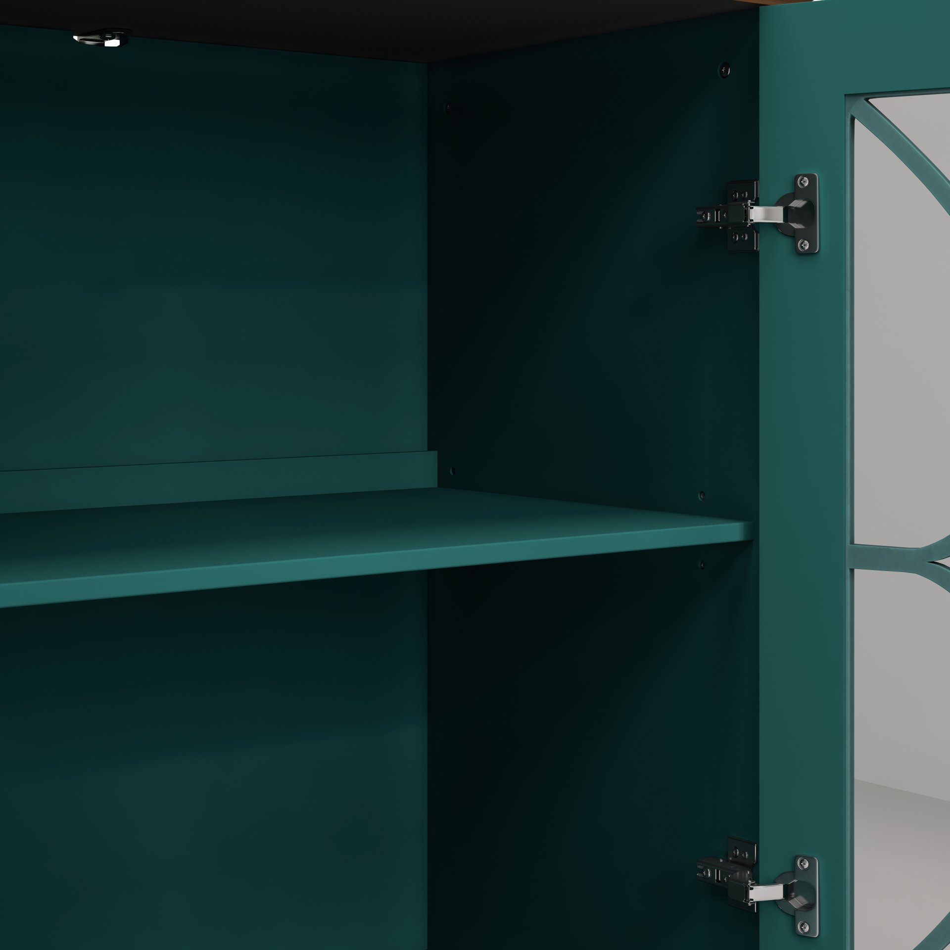 Elegant 4 Door Cabinet With Tempered Glass Doors - Dark Green - Image 11