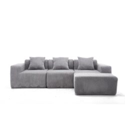 Modern Minimalist Modular Sectional Sofa L - Shape Upholstered Cloud Couch With Deep Seats - Light Gray