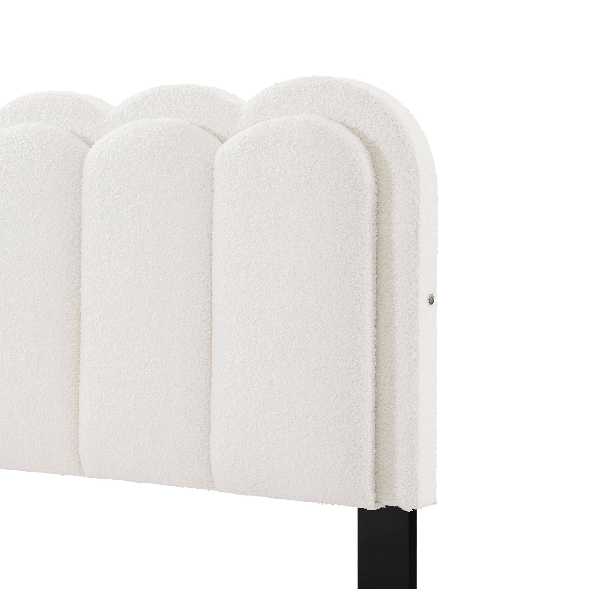 Queen Size Lambswool Petal Headboard Bed Frame With Ambient Light - White - Image 10