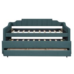 Twin Size Upholstered Daybed With Trundle And 3 Drawers - Green