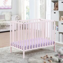 Palmer - 3 In 1 Convertible Mini Crib With Mattress Pad - Pastel Pink