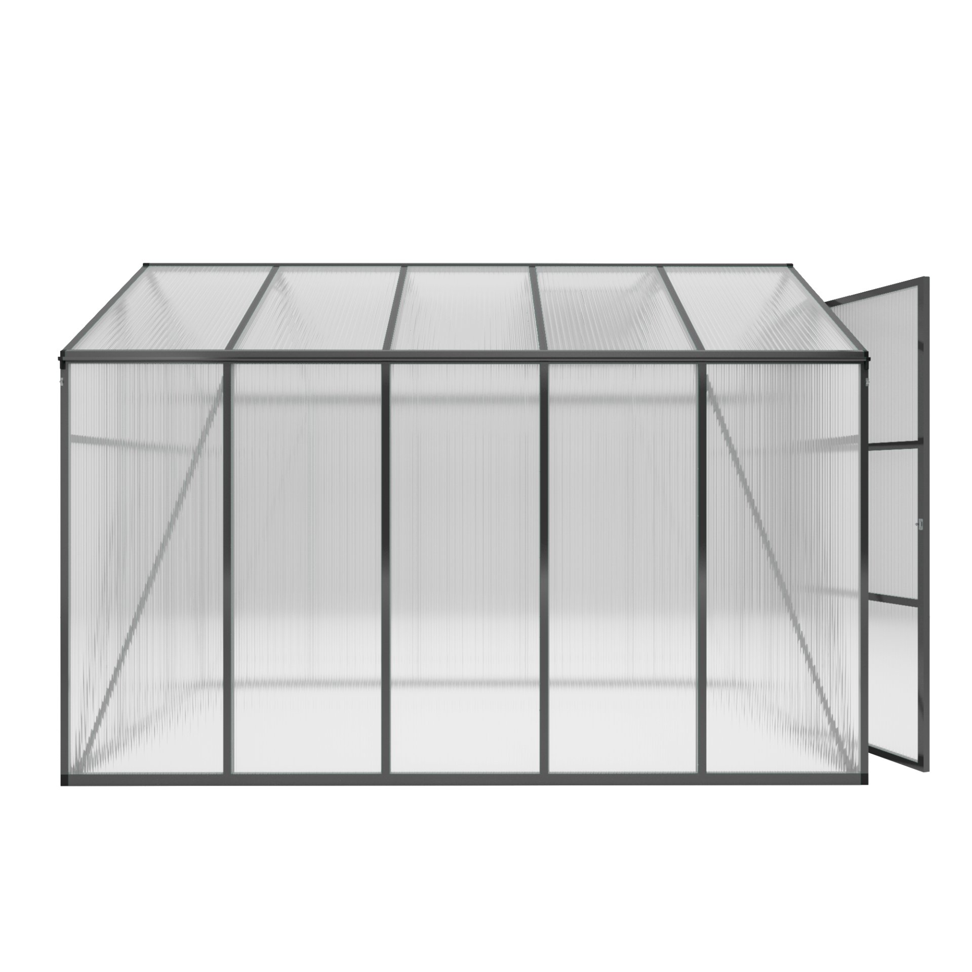 Gain Height Windproof Greenhouse 6 X 10 Ft Polycarbonate With Raised Base And Anchor Alloy Frame, All Season Outdoor Garden Structure - Black - Image 11