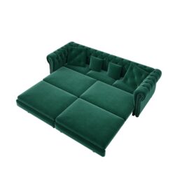 3 In 1 Pull Out Sofa Bed, Convertible Sleeper Sofa Bed, 3 Seater Sofa With Movable Ottoman - Green