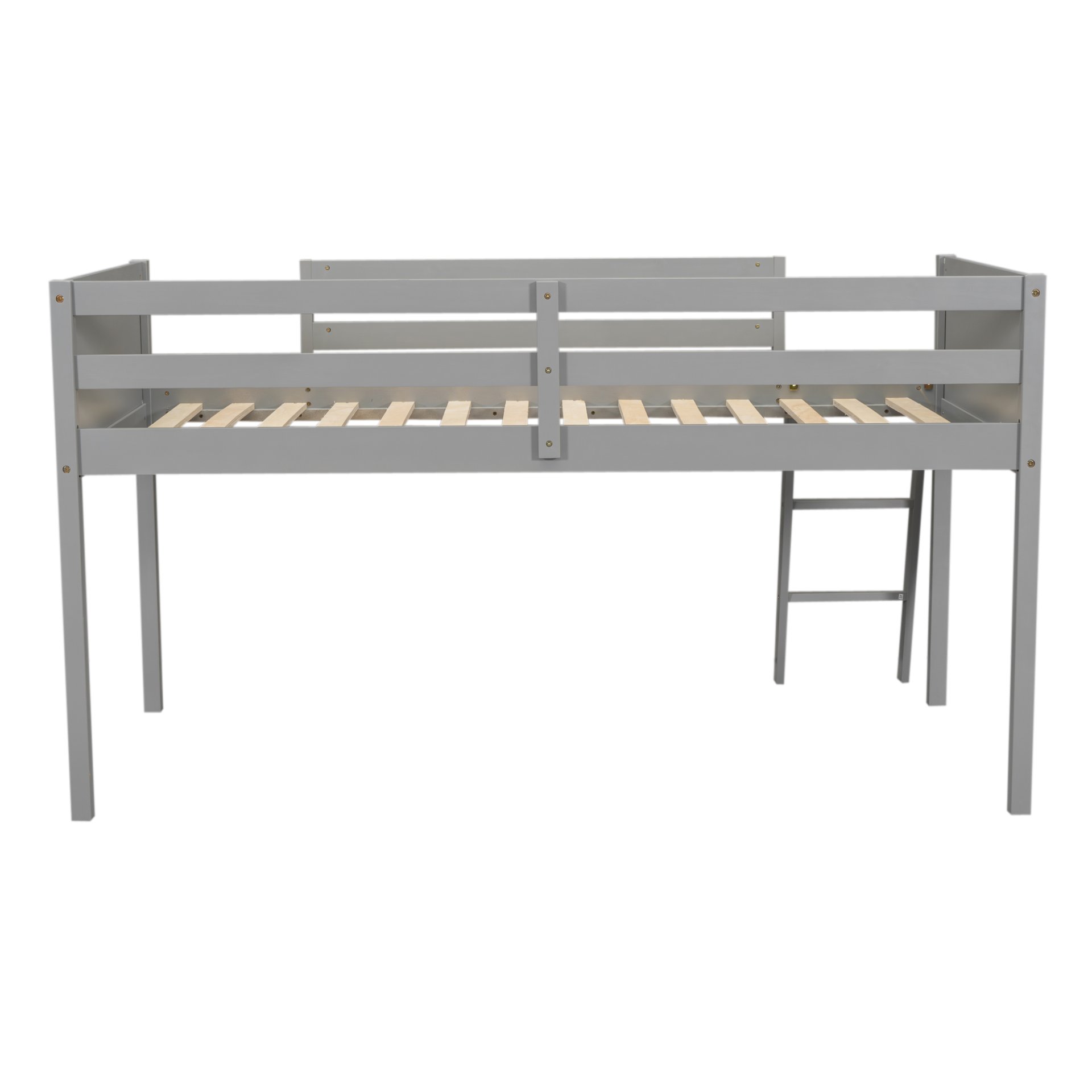 Twin Size Low Loft Bed With Adjustable Ladder - Gray - Image 8