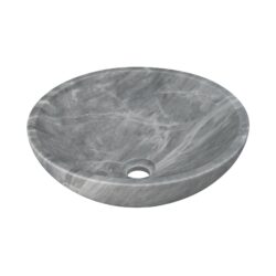 Bathroom Vessel Sink, Semi Polished Surface, Genuine Real Marble - Gray
