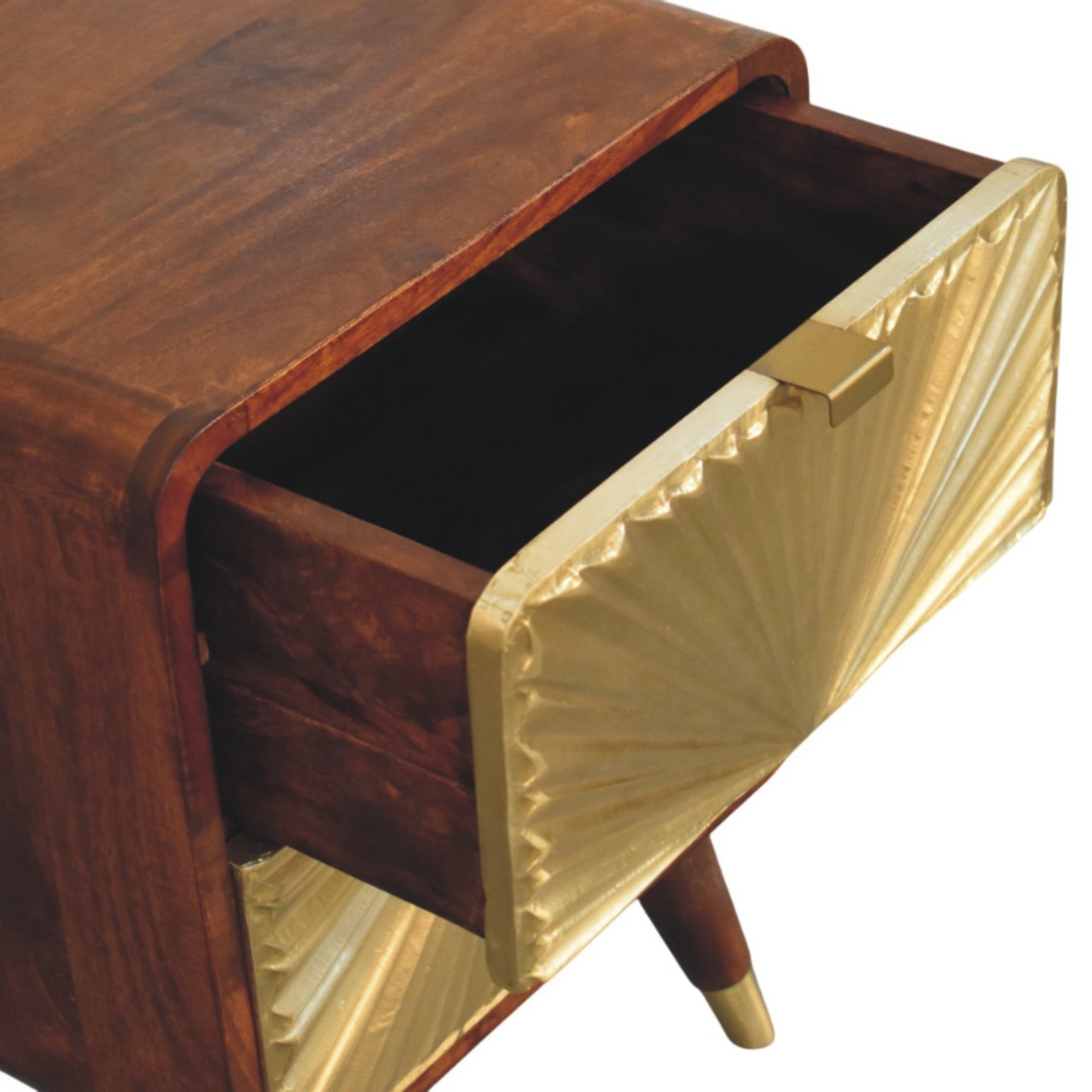 Avora - Brass Embossed 2 Drawer Nightstand - Brown / Golden - Image 7