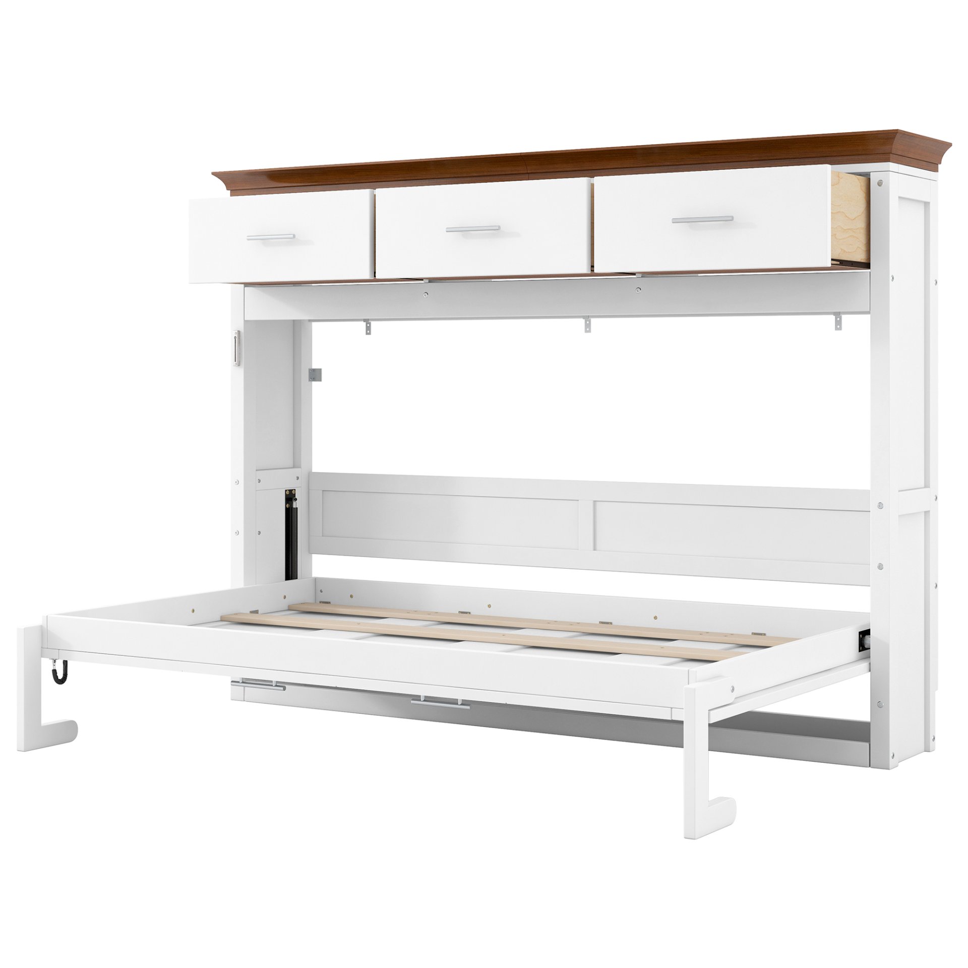 Twin Size Murphy Bed With 3 Drawers - White - Image 11