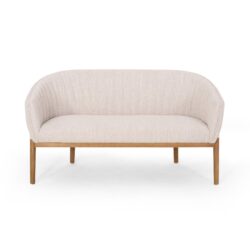 Mid Century Modern Loveseat With Channel Stitched Backrest - Beige