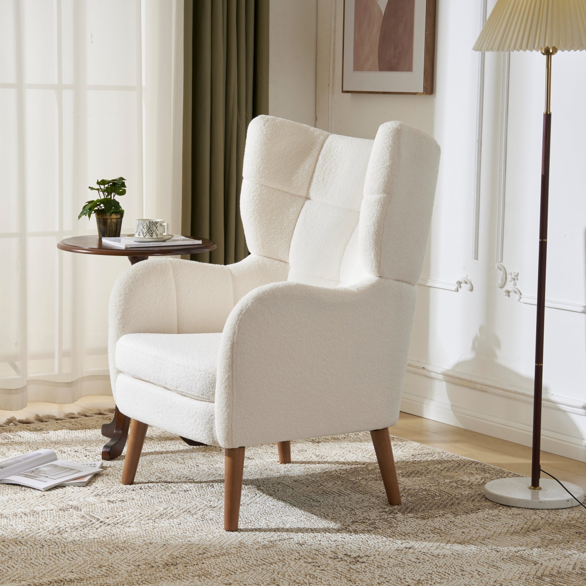Accent Chair With Birch Wood Legs - White - Image 12