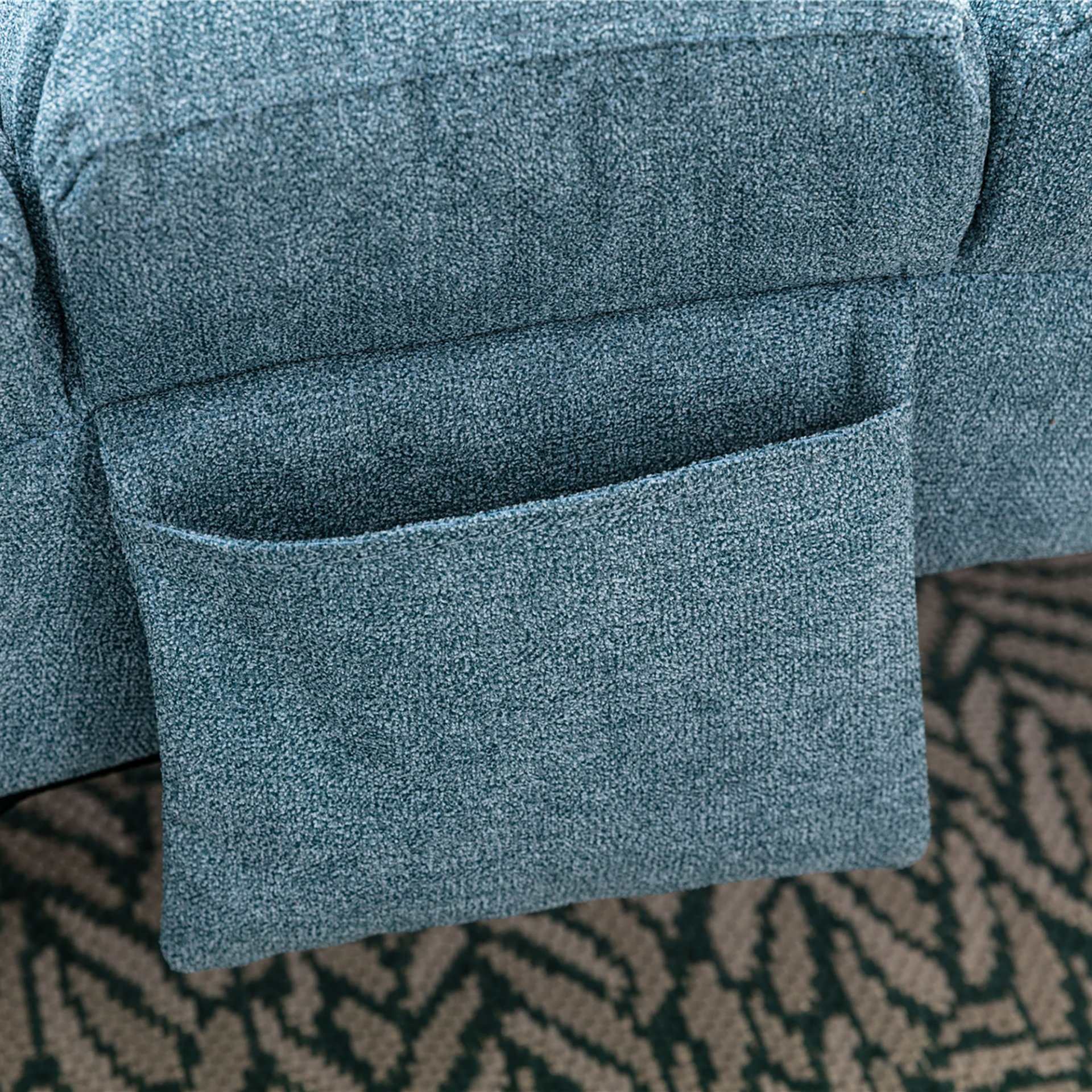 Ergonomic Linen Massage Chaise Lounge With Remote Control, 5 Modes - Blue - Image 11