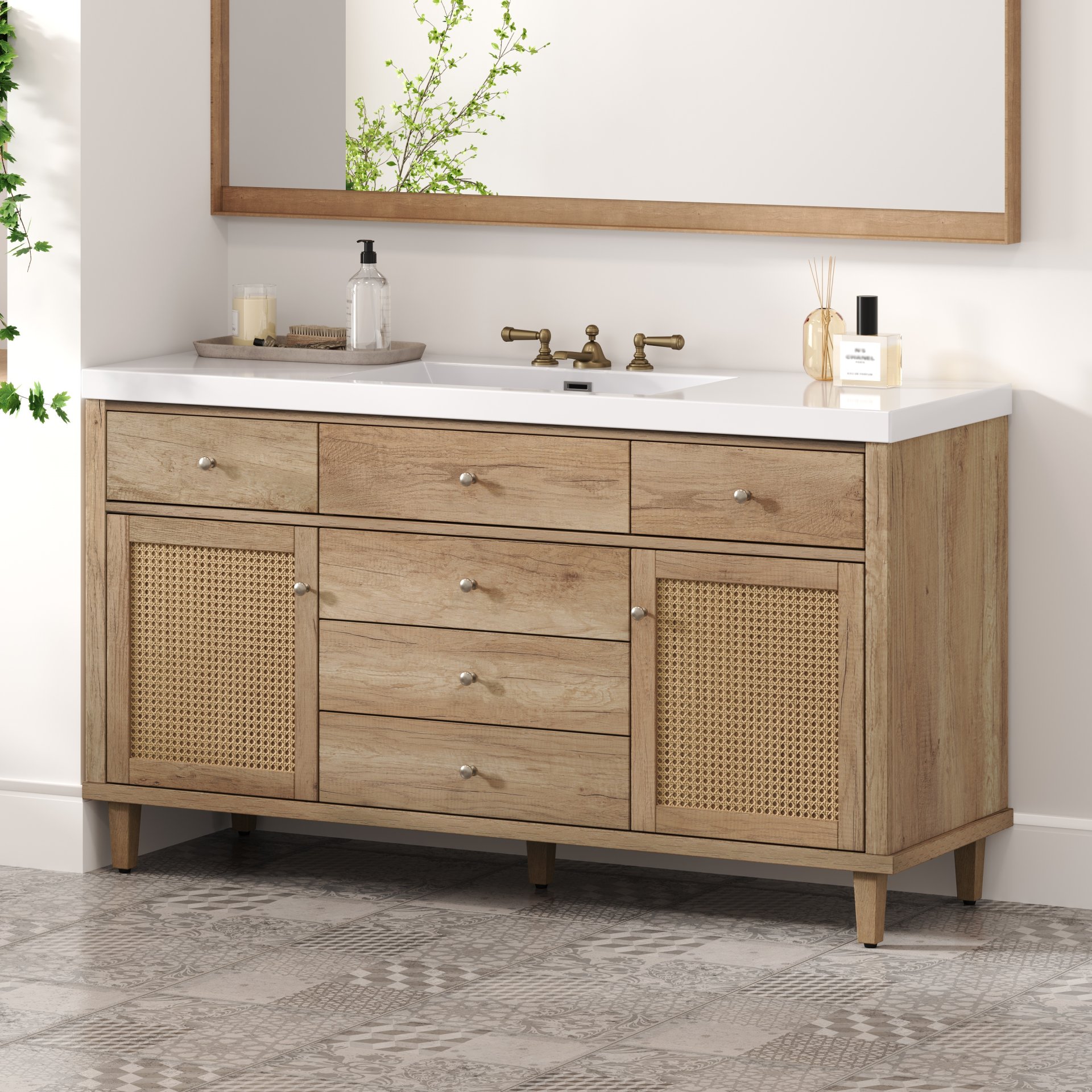 Bathroom Vanity With Sink, Soft Close Drawers - Antique Natural - Image 4