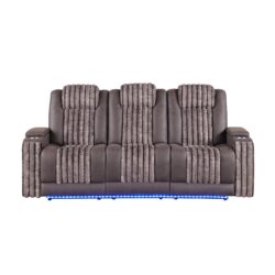 Duran - 2 Piece Power Reclining Sofa And Loveseat, LED Light, USB, And Bluetooth Speaker - Brown