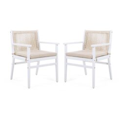 Outdoor Dining Armchair (Set of 2) - Beige / White
