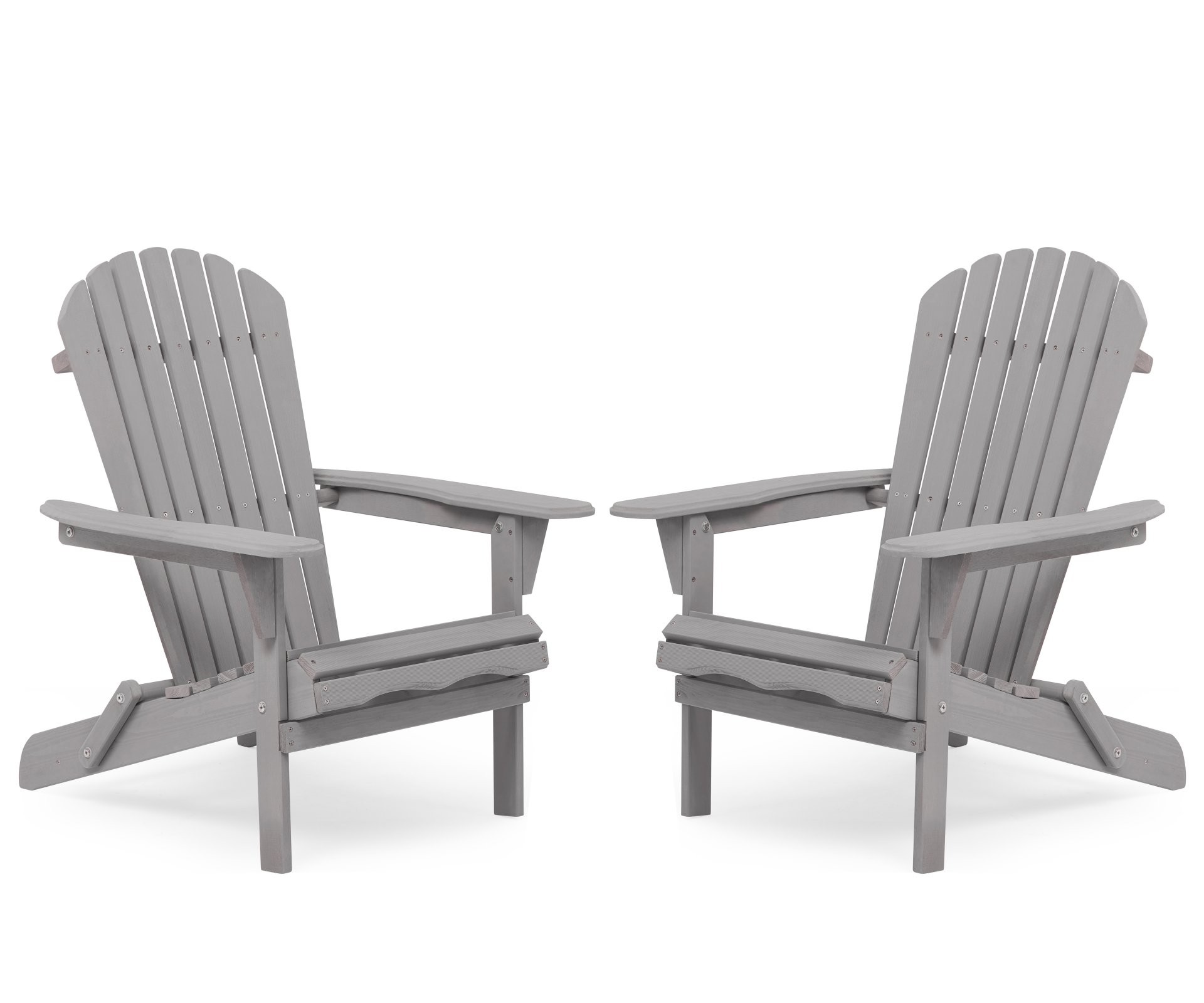 Wood Lounge Patio Chair For Garden Outdoor Wooden Folding Adirondack Chair (Set of 2) Solid Cedar Wood Lounge Patio Chair For Garden, Lawn, Backyard, - Gray - Image 10