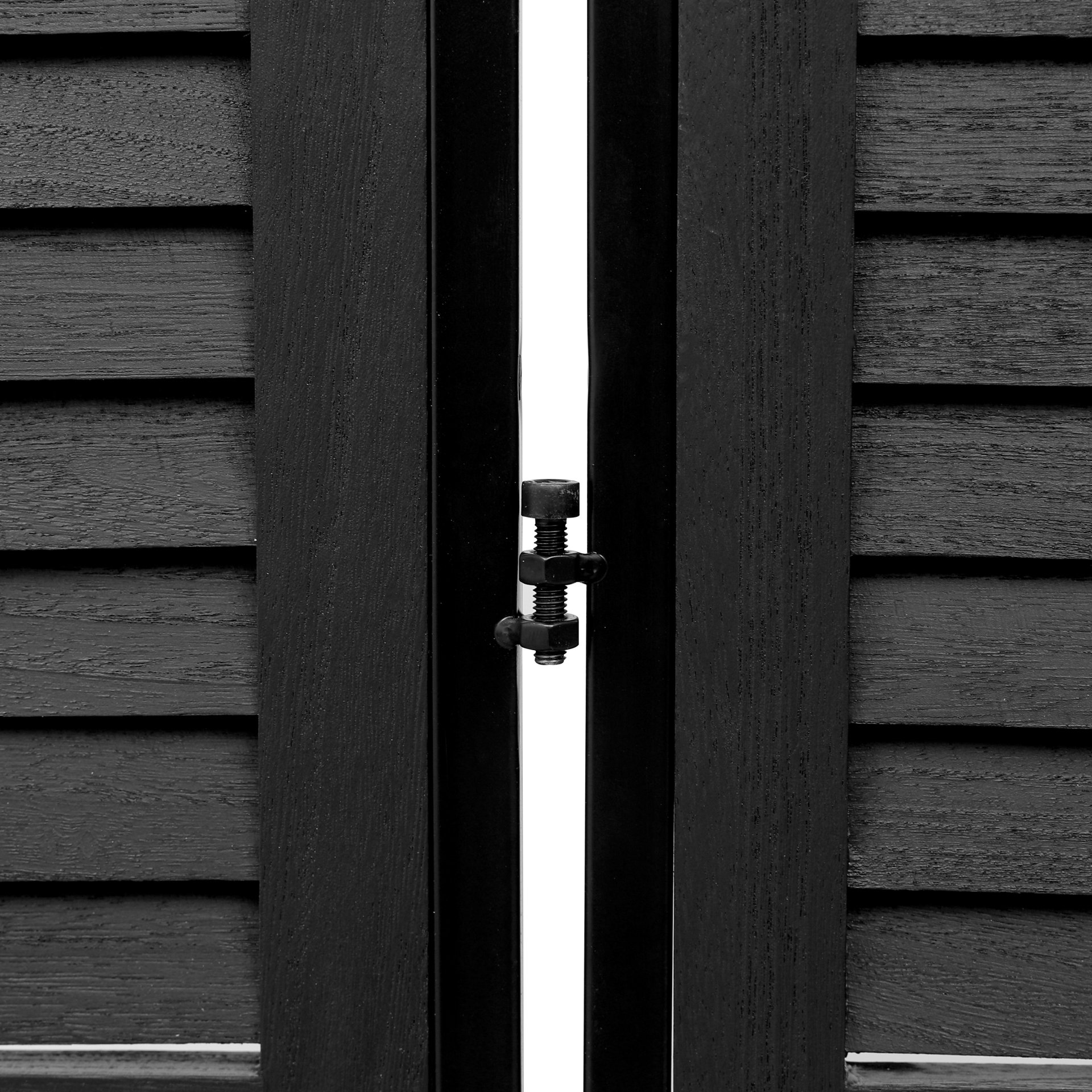 Rustic 3 Panel Room Divider 6Ft Wood Folding Privacy Screen With Metal Frame And Louver Design - Black - Image 12