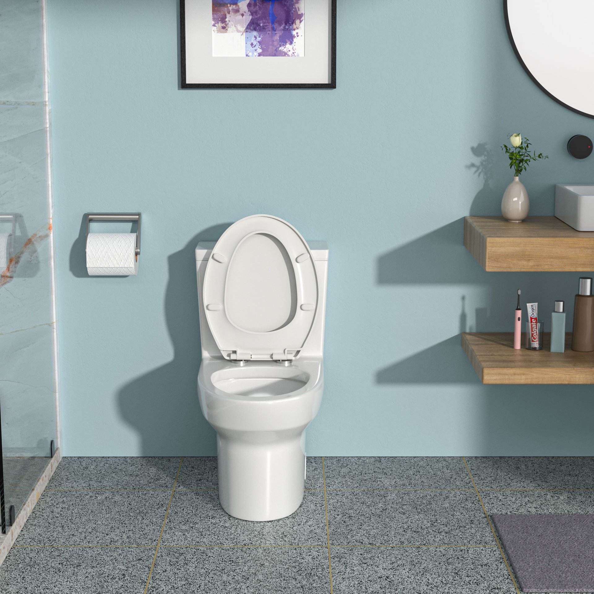 1 Piece Toilet & Dual Flush, Soft Closing Seat - White - Image 4
