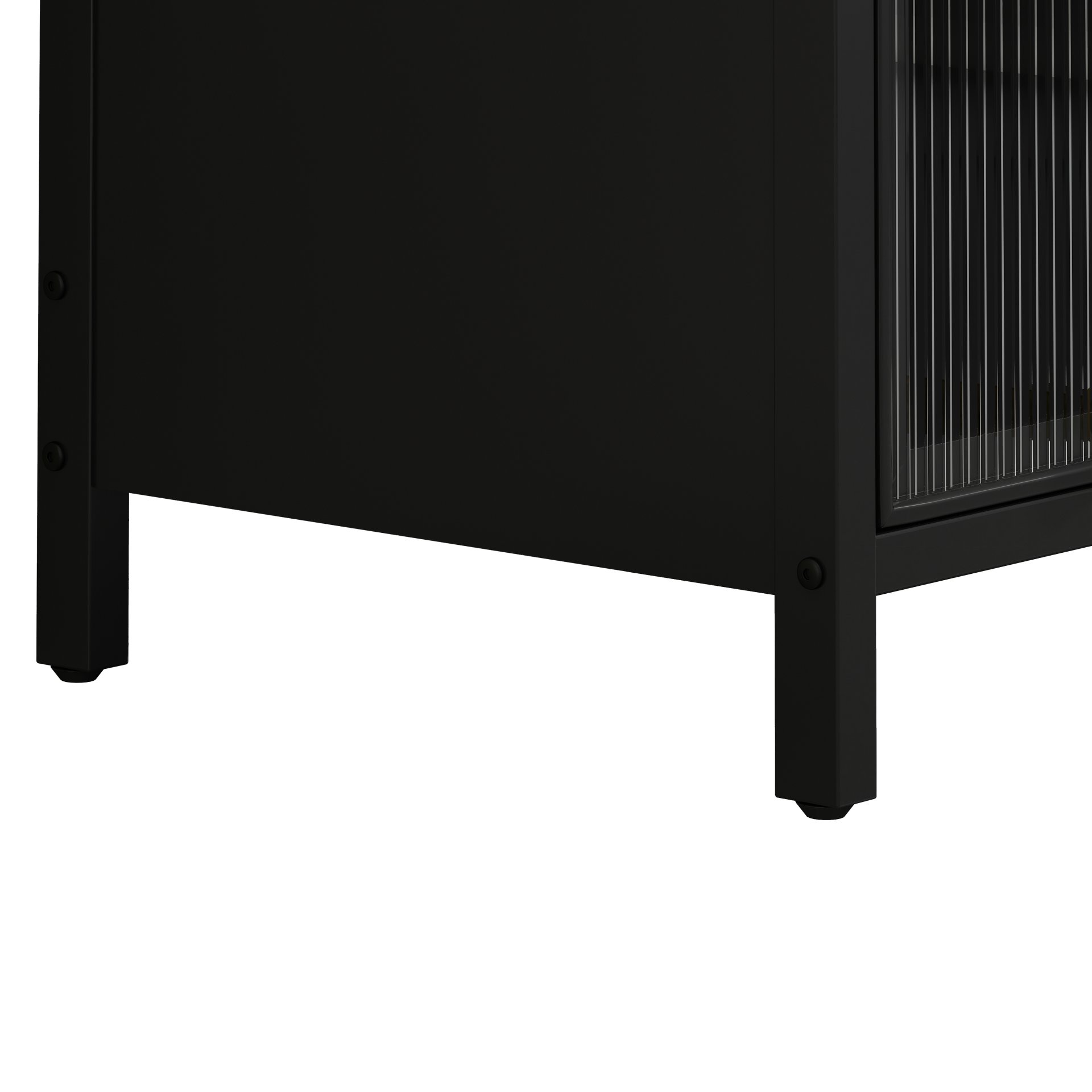 3 Tier Glass Door Cabinet With 4 Tier Storage - Black - Image 7